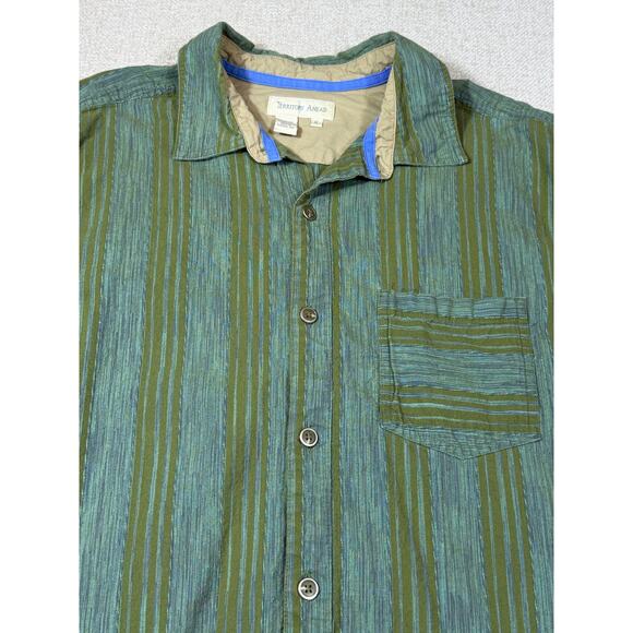 Territory Ahead Men XL Green Striped Long Sleeve Button Front Collared Shirt - Picture 6 of 6